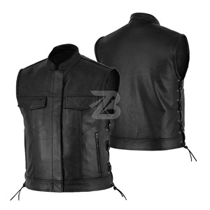 Gilet en cuir PU pour homme, imperméable, respirant, réversible, style urbain, col en V uni, fermeture éclair, vêtement d'extérieur chaud - Product Image 4