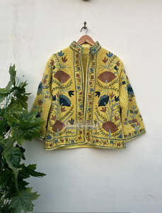 Waffle <b>Pattern</b> Wholesale Tnt Suzani Embroidered <b>Jacket</b> For Women's Handmade Indian Ethnic <b>Quilted</b> Full Sleeves Fashion Outerwear - Product Image 1