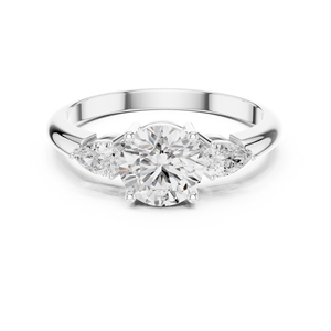 Anillo de Compromiso de Moissanita con Corte Redondo, Plata de Ley 925, Anillo de Boda Clásico de Tres Piedras para Mujer, Joyería Fina - Product Image 3