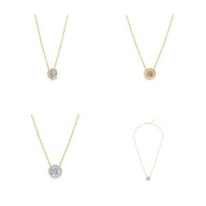 Collier unisexe classique en or massif 10K 14K avec halo de diamants VVS cultivés en laboratoire, plaqué rhodium, certifié IGI, finition brillante - Product Image 2