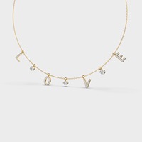 Collier avec pendentif couronne en forme de lettre d'amour plaqué or 14 carats |   Pendentif d'amour initial de luxe |   Collier de mariage délicat avec sertissage clos en laboratoire
