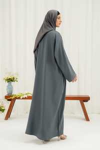 Abaya Musulmana Modesta Personalizada con Bordado para Mujer, Color Sólido, Elegante, Ligera, Transpirable, Talla Única, con Pañuelo para la Cabeza - Product Image 4