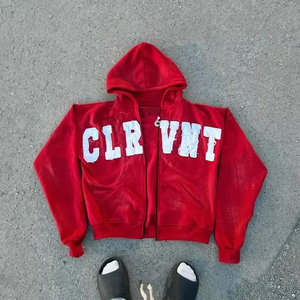 Nouveau pull molletonné épais pour homme 100 % coton, personnalisé avec logo brodé, à capuche, demi-zip, épaules tombantes, écologique, pour l'hiver - Product Image 1