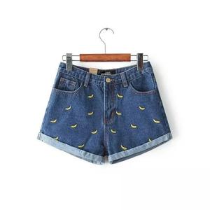 Oferta de Verano: Shorts de Mezclilla Ajustados de Cintura Alta para Mujer, con Rasgaduras, Color Sólido o Estampado - Product Image 1