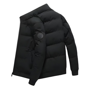 Veste polaire unisexe noire à col montant, fermeture éclair, imperméable, coupe-vent, tenue d'hiver formelle, coupe classique, badge sur la manche gauche - Product Image 5