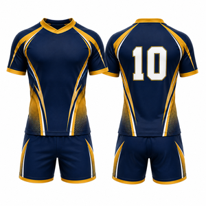 Uniforme de rugby unisexe fabriqué en usine 2025, design personnalisé de haute qualité, antibactérien, respirant, 100% polyester, kit de rugby - Product Image 1