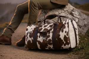 Sac de voyage en cuir véritable, style vintage, grande capacité, sac de week-end, fermeture éclair, léger - Product Image 2