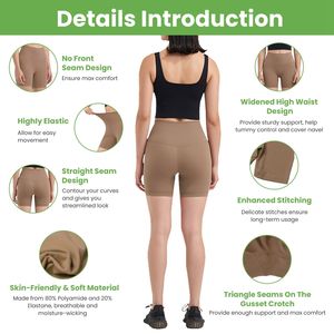 Pantaloncini da Ciclismo a Vita Alta da Donna, Leggings Sportivi in Spandex con Controllo Pancia, Lunghezza Interna 6.3 Pollici, Senza Cucitura Frontale, per Sport, Fitness e Yoga - Product Image 4