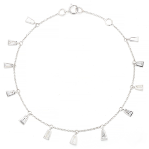 18K <b>Gold</b> Diamond Baguette Drop Fine Charm Bracelet - Product Image 2