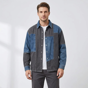 Camisa de Mezclilla Personalizable para Hombre, Ecológica, con Parches, Manga Larga, Corte Regular, Cuello Clásico, Casual, Lavado a la Piedra, Tejido Transpirable - Product Image 2