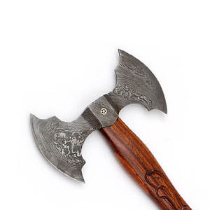 Damascus Steel Double Head <b>Axe</b> High Quality Pattern Steel Head With Strong Wooden <b>Handle</b> For Camping And Utility - Product Image 4
