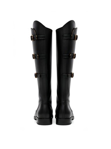Bottes d'équitation hautes en cuir véritable pour homme avec fermeture à boucle, couleur unie, bottes équestres mi-hautes pour l'entraînement et la compétition - Product Image 3