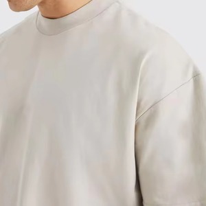 T-shirt en coton épais à col ras du cou côtelé, coupe oversize, personnalisable avec logo OEM, style streetwear - Product Image 4