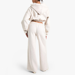 Custom Women's Winter Solid Hooded Cargo Tracksuit <b>Set</b> High Neck Crop Top and <b>Joggers</b> 2 Piece <b>Matching</b> Pockets Casual Outfit - Product Image 5