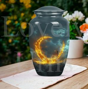 Urna grande Lunar, esencial para urnas funerarias con temática abstracta, para cenizas humanas, recuerdo decorativo y tributo. - Product Image 4