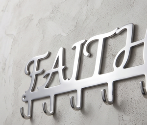 Premium Metal Faith Design Wall Hanging <b>Hooks</b> Wooden Finished Perfect For Charming Home Decor Elegant Functional Accent - Product Image 5