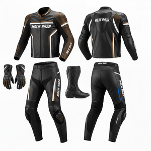 Combinaison de course en cuir de vache et gants en cuir de mouton, bottes de course Titanium-Slide - Kit de performance de luxe par Malik Raza - Product Image 4