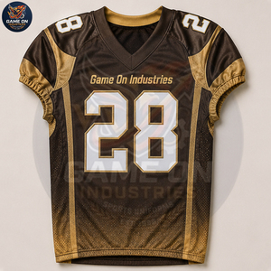Team Wear Customized OEM ODM Service American Football Uniform Set Brown Gold Polyester Jersey & Padded Pants With Custom Logo - Product Image 6
