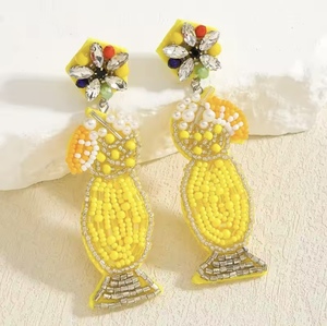 Pendientes clásicos unisex hechos a mano con cuentas de semillas, diseño de sombrero multicolor rosa, novedades para profesores, bodas - Product Image 6