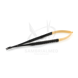 Portaagujas Castroviejo Manual Premium para Odontología, Sin Atascos, 18 cm, Puntas Curvas Dentadas, Recubrimiento Negro TC, Acero Inoxidable Alemán, CE - Product Image 2