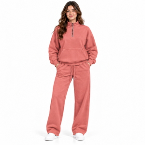 Custom Women Tracksuit Full Sleeve <b>Half</b> <b>Zip</b> Hooded Jogger Pants Lightweight Performance Sportswear Training Suit - Product Image 1