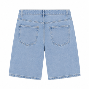Nouveaux shorts en jean déchirés taille haute pour femmes et hommes, style streetwear, bleu clair, effet usé, vintage, Bermuda, personnalisables - Product Image 3