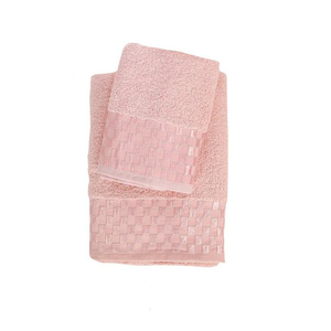 Ensemble de serviettes en coton rose rectangulaires à motif géométrique jacquard, douces pour la peau, pour usage domestique - Product Image 1