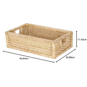 Lowest Price Rectangle Shape Handmade Woven Rattan Serving <b>Storage</b> <b>Tray</b> Home Decoration Dining Tabletop Decoration Multipurpose - Product Image 2