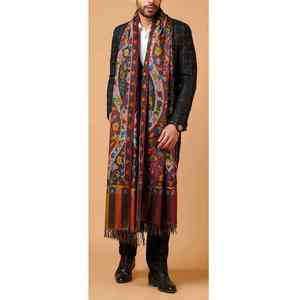 Châle en laine pour homme, élégant, double face, chaud pour l'hiver, en pure laine, avec franges, châle traditionnel musulman pour homme, vente en gros - Product Image 2