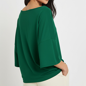 T-shirt pour femme, best-seller, décontracté, été, coton, manches courtes, col rond, uni, confortable, coupe ample et tendance - Product Image 2