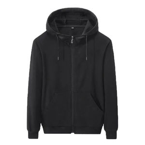 Sweat-shirt zippé gris pour homme, col châle, coupe classique, couleur unie, molleton de coton, coupe-vent, écologique, décontracté, pour l'hiver, avec poche - Product Image 3