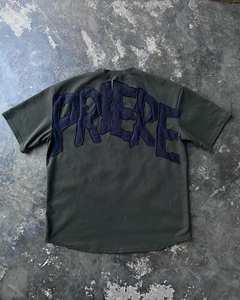 เสื้อยืดโอเวอร์ไซส์สไตล์วินเทจเทรนดี้ แต่งโลโก้ปักลาย สำหรับผู้ชาย ผ้าฝ้าย 100% ทรงครอป แต่งยับ ปักลายแบบดิสเทรส ล้างสีแบบแอซิดวอช - Product Image 4