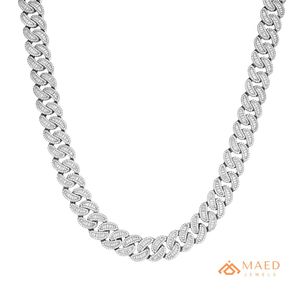 สร้อยคอเงินทรงบาแกตต์ประดับมอสซาไนต์แบบ Cuban Link สำหรับผู้ชาย สไตล์หรูหรา ฮิปฮอป ประดับเพชรเต็มเส้น เหมาะสำหรับงานปาร์ตี้ ของขวัญ เครื่องประดับแฟชั่น สไตล์โดดเด่น - Product Image 1