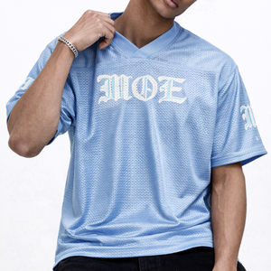 Camiseta de Fútbol Americano para Hombre, Cuello en V, Malla Azul Cielo, Ligera, Transpirable, Personalizable, Fabricante para Pedidos al por Mayor - Product Image 1