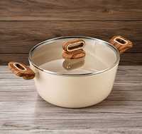 Casserole antiadhésive de qualité supérieure avec couvercle en verre, finition granit, pot de cuisson moderne, ustensiles de cuisine