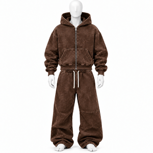 Top Selling Streetwear Breathable Zipper <b>Baggy</b> <b>Jogger</b> Set Custom Printed Logo Solid Color Tracksuit For <b>Men</b> - Product Image 6