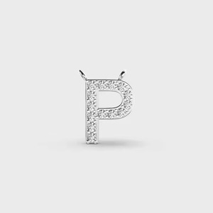 Luxury Moissanite Letter P Charm 925 Silver Pave Setting Round Brilliant Cut Unisex Classic Everyday Wear - Product Image 1