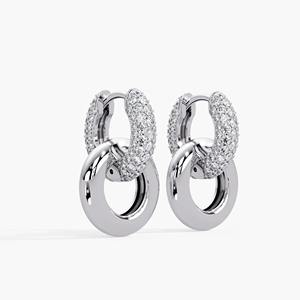 Pendientes de Aro de Lujo en Oro de 14K con Diamantes de Laboratorio Entrelazados de 1 Ct, Convertibles a Huggies con Pavé, Joyería Fina Minimalista, Regalo para Fiestas - Product Image 2