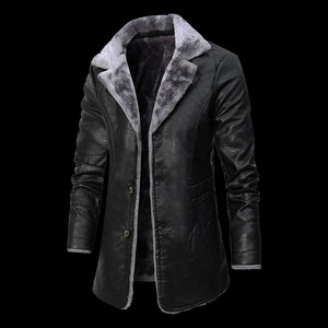 Best Selling Men Shearling Leather Long Coat High Quality Men's Camel Brown Leather Shearling Long Coat from the Leather Jacket - Product Image 3
