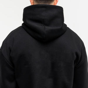 Custom Men's Heavyweight <b>Black</b> Pullover Hoodie Cotton knitted Breathable Loose Fit Blank <b>Sweatshirt</b> OEM ODM - Product Image 4