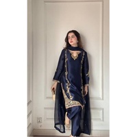 Salwar Farshi de luxe pour femme, longueur cheville, avec broderie Moti, en soie crêpe naturelle, réversible, séchage rapide, infroissable, idéal pour les fêtes