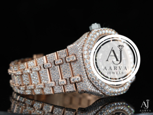Aarva Jewels Luxury Mechanical <b>Watch</b> <b>Case</b> 25mm Stainless Steel Moissanite Band Digital Dial Sapphire Crystal Auto Date Hip Hop - Product Image 4