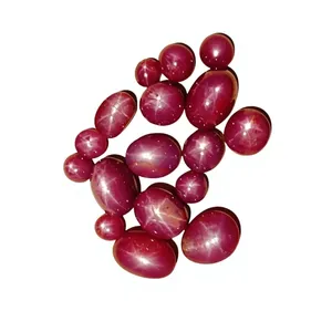 Rubí Estelar Natural, Corte Ovalado, Cabujón, Color Rojo Púrpura, Gema Suelta con Efecto de 6 Rayos Estelares - Product Image 1