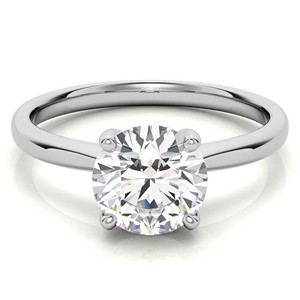 Anillo de compromiso de moissanita de 1 quilate con corte brillante redondo, anillo solitario de boda, anillo llamativo de oro blanco macizo de 14K - Product Image 2