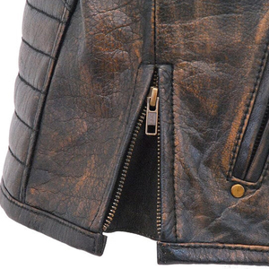 Gilet en cuir véritable de vachette respirant style club décontracté pour hommes, grande taille, gilet de motard en cuir, conception personnalisée OEM - Product Image 6