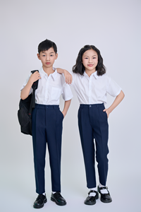 Camisa de Manga Corta Blanca para Estudiantes de Primaria, 65% Poliéster 35% Algodón, Popelina Tejida Vietnamita FMF (Camisa con Botones Blanca) - Product Image 5