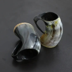 <b>Reusable</b> Buffalo Horn <b>Mug</b> Hot Sale 2 Pieces Wood base Crafts Top Buffalo Horn <b>Mug</b> For Drinkware - Product Image 1