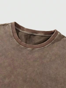 T-shirts personnalisés streetwear pour hommes, effet vintage délavé, 100% coton 250G, respirants, style hip-hop, manches courtes, vente en gros, tee-shirt USA - Product Image 4