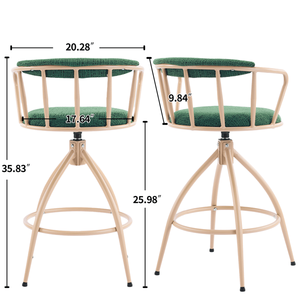 2 Sgabelli da Bar Girevoli in Iuta Verde con Struttura in PU Verniciato a Polvere Color Kaki e Telaio in Ferro per Arredamento Casa, Hotel, Sala da Pranzo e Soggiorno - Product Image 5