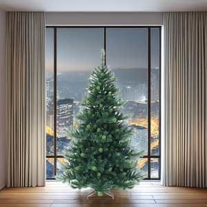 Sapin de Noël élégant et luxueux à structure articulée, pré-éclairé avec lumières blanc chaud, résistant au feu, pour décoration extérieure et intérieure, support personnalisé - Product Image 1